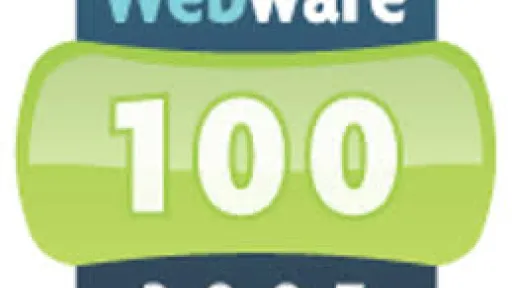 Logo Webware 100 en vert et bleu, ann&eacute;e 2007.