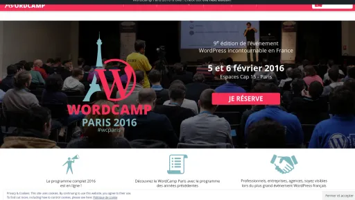 Chipway participe au Wordcamp Paris 2016. Conférence WordCamp Paris 2016 avec public assis.
