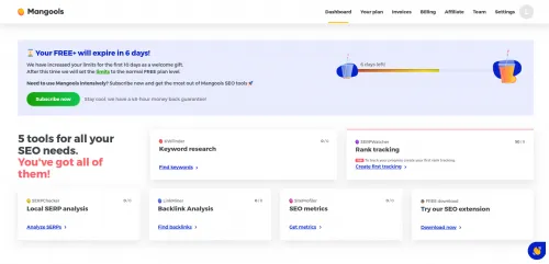 Bureau de tableau de bord SEO avec graphique et notifications.